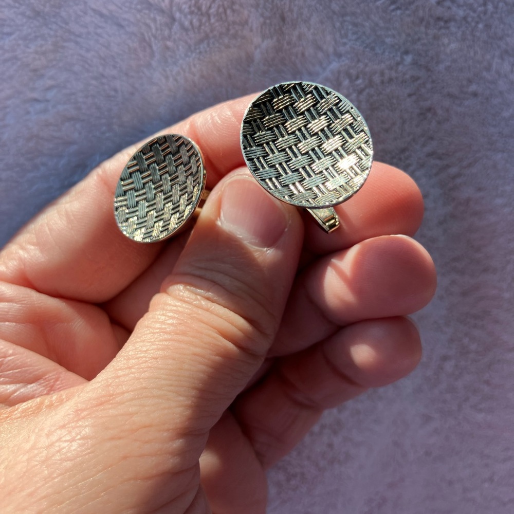 Vintage Foster Men's Black and Gold Woven Pattern Cufflink and Tie Clip Set - Picture 15 of 15